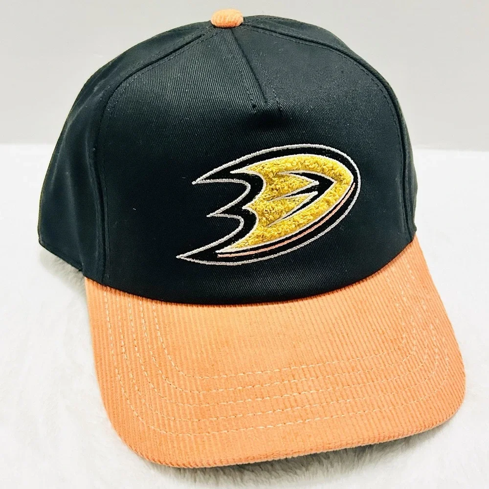American Needle Anaheim Ducks Corduroy Hat Cap A-Frame Snapback Adjustable Black